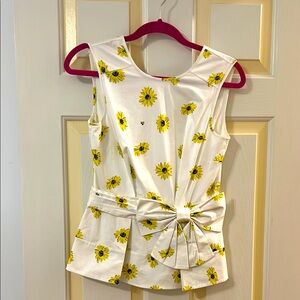 Kate Spade Ivory Blouse with Yellow Floral Accents